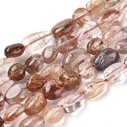 Naturale perle di quarzo rutilato fili, pietra burrattata, pepite, 5.5~10.5x5.5~7x2.5~6.5mm, Foro: 0.8 mm, circa 54pcs/filo, 15.94 pollice (40.5 cm)