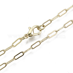 Büroklammerketten aus Messing, gezeichnete längliche Kabelketten Halskette machen, mit Karabiner verschlüsse, Licht Gold, 18.11 Zoll (46 cm) lang, Link: 7.4x2.8 mm, Sprungring: 5x1 mm