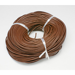 Cowhide Leather Cord, Leather Jewelry Cord, Dyed, Saddle Brown, Size: about 2mm in diameter