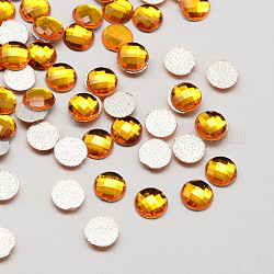 Transparent Faceted Half Round Acrylic Hotfix Rhinestone Flat Back Cabochons for Garment Design, Yellow, 8x2mm, about 3000pcs/bag