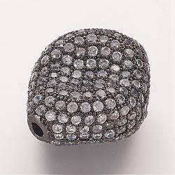 Messing Mikro ebnen Zirkonia Perlen, Rhombus, Transparent, Metallgrau, 19x17x9.5 mm, Bohrung: 2 mm