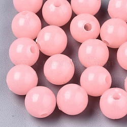 Perles acryliques lumineuses, brillent dans le noir, ronde, rose, 10mm, Trou: 2.5mm, environ 950 pcs/500 g