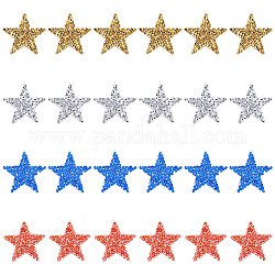 FINGERINSPIRE 24PCS Star Iron On Rhinestone Appliques (Gold Silver Red Blue, 1.4x1.4 inch) Bling Glass Rhinestone Patches Star Glitter Repair Patch for Costume Jackets Backpack Repairing Decor