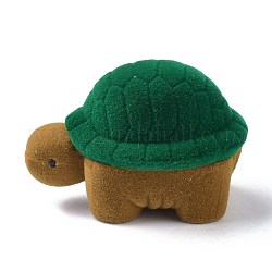 Бархат кольца коробки, с пластиковым, черепаха, темно-зеленый, 6.7x5.1x4 см