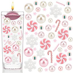 Benecreat 173 vaso natalizio pieno di perle, candela rosa piena di perle di plastica, bastoncini di zucchero e argilla polimerica con fiocchi di neve e alberi di Natale rotondi piatti per decorazioni natalizie in vaso