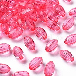 Transparente Acryl Perlen, gewelltes Oval, neon rosa , 11x6.5 mm, Bohrung: 1.5 mm, ca. 1278 Stk. / 340 g