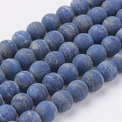Chapelets de perles en lapis-lazuli naturel, mat, ronde, 10mm, Trou: 1mm, Environ 40 pcs/chapelet, 15.3 pouce (39 cm)