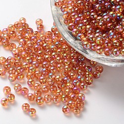 Perles acryliques transparentes écologiques, ronde, couleur ab , firebrick, 8mm, Trou: 1.5mm, environ 2000 pcs/500 g