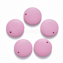 Bemalte Holzanhänger, Flachrund, neon rosa , 20x4 mm, Bohrung: 1.5 mm