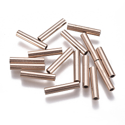 Ion Plating(IP) 304 Stainless Steel Tube Beads, Rose Gold, 15x3mm, Hole: 2mm