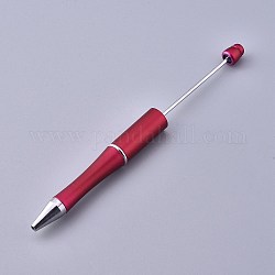 Stylos en plastique perlables, stylo à bille à encre noire, pour la décoration de stylo bricolage, rouge foncé, 144x12mm, le pôle central : 2mm