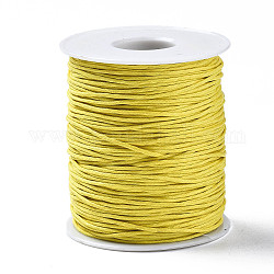 Воском хлопчатобумажная нить шнуры, желтые, 1 мм, около 10.93 ярда (10 м) / рулон