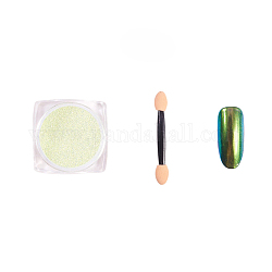 Chamäleon Farbwechsel Nagel Chrompulver, Shinning Spiegeleffekt, mit Pinsel und falschem Nagel, hellgrün, 28x28x14 mm