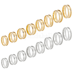 Unicraftale 16 pz 2 colori 8 dimensioni anello per dito scanalato 201 anello in acciaio inossidabile nucleo vuoto anelli in metallo vuoto ampio anello rotondo fai da te anello in metallo lucido anelli per intarsio creazione di anelli