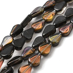 Chapelets de perles en verre, larme, noir, 11x7.5x4mm, Trou: 0.8mm, Environ 75~80 pcs/chapelet, 32.28~33.86 pouce (82~86 cm)