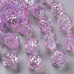 Abalorios de acrílico transparentes, color de ab, flor, violeta, 18x16.5mm, agujero: 2.5 mm