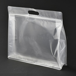 透明なプラスチック製のジップロックバッグ  プラスチック製のスタンドアップポーチ  再封可能なバッグ  ハンドル付き  透明  30x35x0.08cm