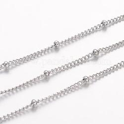 304 Stainless Steel Twisted Chains, Curb Chains, Soldered, Satellite Chains, with Spool, Rondelle Beads, Stainless Steel Color, 1.8x1.4x0.4mm, about 32.8 Feet(10m)/roll