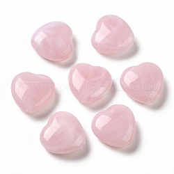 Perles en acrylique transparente, deux tons, cœur, rose, 15x15.5x6.5mm, Trou: 1.4mm, environ: 480 pcs / 500 g