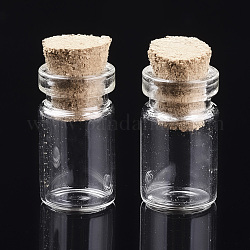 Bouteilles de verre bocal en verre perlent conteneurs, avec bouchon en liège, souhaitant bouteille, clair, 18x10mm, trou: 6.5 mm, capacité: 1 ml (0.03 oz liq.)