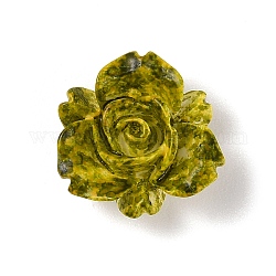 Perles de résine opaques, fleur, olive, 15x15x7.5mm, Trou: 1.4mm