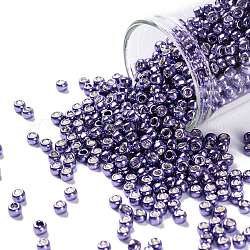 Toho perles de rocaille rondes, Perles de rocaille japonais, (567) lilas galvanisé, 8/0, 3mm, Trou: 1mm, à propos 222pcs / bouteille, 10 g / bouteille