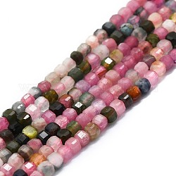 Chapelets de perles en tourmaline naturelle, facette, cube, 2x2x2mm, Trou: 0.6mm, Environ 182 pcs/chapelet, 15.16''~15.55'' (38.5~39.5 cm)