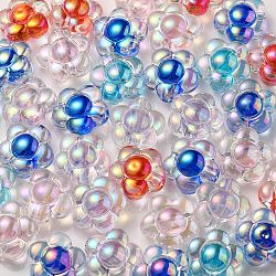 UV-Beschichtung regenbogenschillernde transparente Acrylperlen, Ton zwei, Blume, Mischfarbe, 15.5x16x9 mm, Bohrung: 3 mm