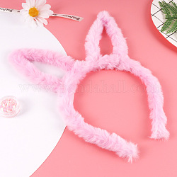 Lindas cintas para el pelo de tela con orejas de conejo peludas, accesorios para el cabello para niñas, rosa brumosa, 160x140x20mm
