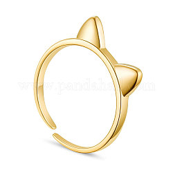 Shegrace 925 anillo de dedo de plata esterlina, anillos del manguito, anillos abiertos, oreja de gato, tamaño de 7, dorado, 17mm