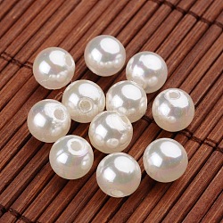 Imitazione rotonda perline perla acrilici, colore conchiglia, 8mm, Foro: 2 mm, circa 1940pcs/500g