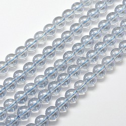 Filamenti sintetici in metallo placcato in quarzo, tondo, ab colore placcato, Alice Blue, 4mm, Foro: 1 mm, circa 100pcs/filo, 15.7 pollice