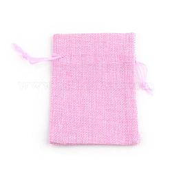 Juta imballaggio sacchetti borse coulisse, perla rosa, 9x7cm