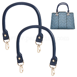 Manijas del bolso de cuero, con broches de aleación, para accesorios de reemplazo de correas de bolsa, azul de Prusia, 400x14x9~10mm