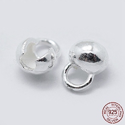 Pointes de perle en argent sterling, couleur d'argent, 6.5x5x3.5mm, Trou: 2mm, diamètre intérieur: 2.5 mm