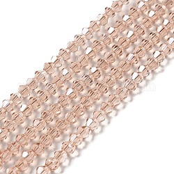 Transparent Electroplate Glass Beads Strands, AB Color Plated, Faceted Bicone, Dark Salmon, 4.5x4mm, Hole: 0.7mm, about 88~92pcs/strand, 13.50~14.06 inch(34.3~35.7cm)