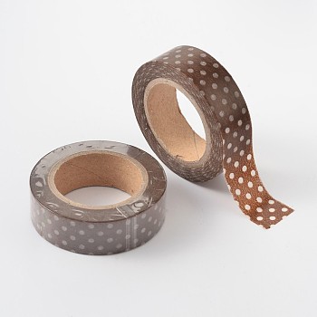 (Clearance Sale)Polka Dot Pattern DIY Scrapbook Decorative Adhesive Tapes, Camel, 15mm, 10m/roll