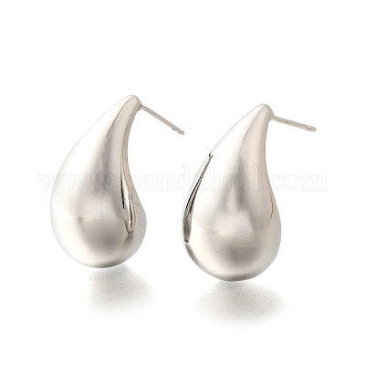 Серьги-гвоздики в форме капли из латуни с гальваническим покрытием для женщин EJEW-K247-02P-1