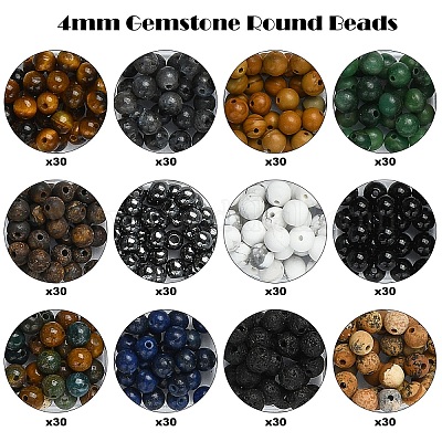 Наборы для самостоятельного изготовления круглых бусин из натуральных и синтетических драгоценных камней DIY-YW0011-49-1