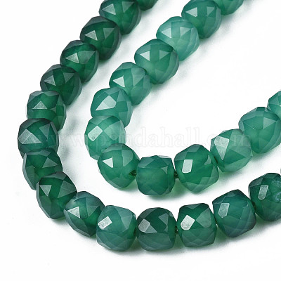 Chapelets de perles en agate d'onyx vert naturel&nbsp;G-S359-375B-1