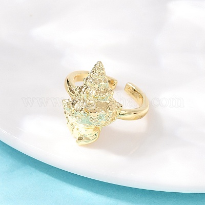 Латунные манжеты с океанской тематикой RJEW-C135-01G-09-1