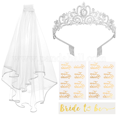 Jaciya Cerchietto con strass, 4 pezzi, in oro rosa, fascia da sposa con cristalli e strass, accessori per capelli da donna