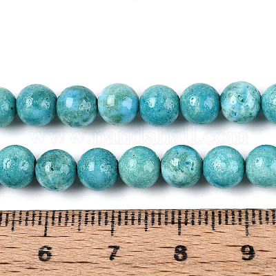 Окрашенные синтетические нити окаменелых бусин G-T139-6mm-66F-1