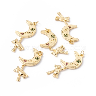 Реечное покрытие латунь микро паве разноцветные подвески из кубического циркония ZIRC-C040-20G-1