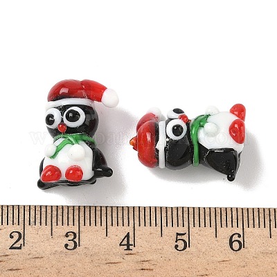 Рождественские бусины лэмпворк ручной работы LAMP-D004-01-1