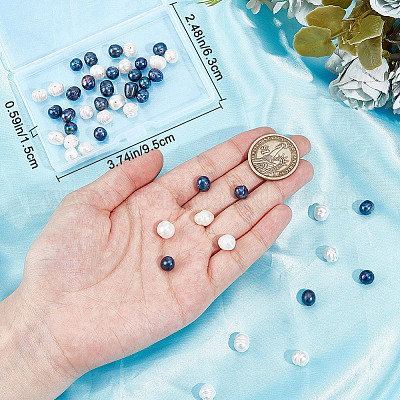 2 нитка 2-х цветных натуральных пресноводных жемчужных бусин PEAR-BBC0001-23-1