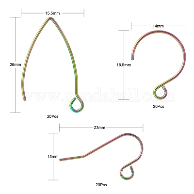 60 шт. 3 стиля ионного покрытия (IP) 304 нержавеющая сталь крючки для сережек STAS-LS0001-57MC-1