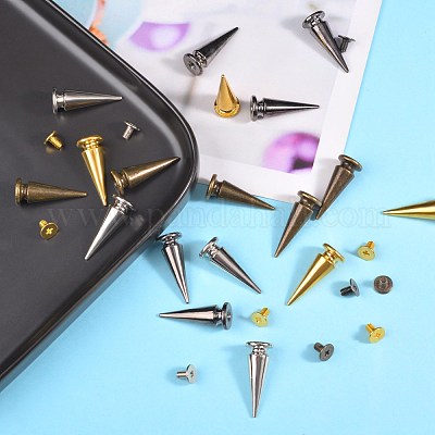 10Sets Punk Rivets Screw Back Studs and Spikes For Clothes DIY