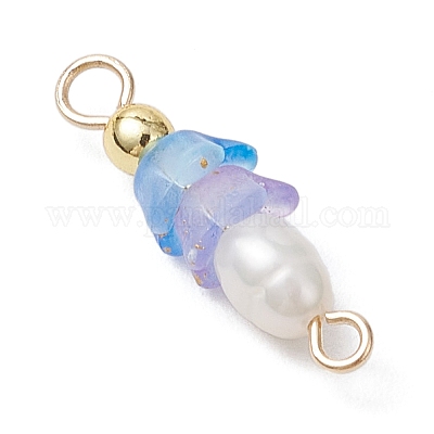 Подвески-шармы из искусственного пресноводного жемчуга и акрила с матовым цветком PALLOY-JF03590-11-1