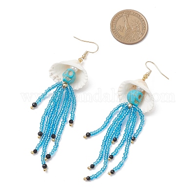 3 пара серег-подвесок из нержавеющей стали 304 с синтетической бирюзой EJEW-MZ00530-1